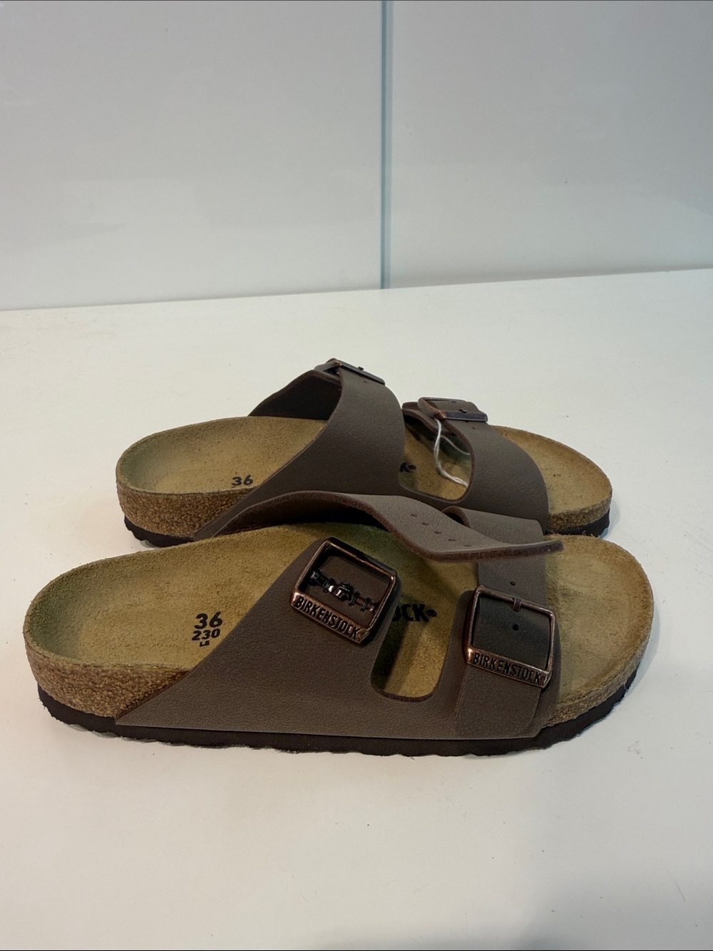 Like new Broken Birkenstock Two-Strap Slide Sandals in Dark Brown women’s 5-5.5